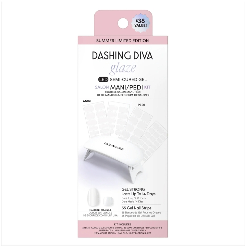 Dashing Diva Glaze‎ LED Semi-Cured Gel Salon Mani Pedi Kit Rice Milk Color
